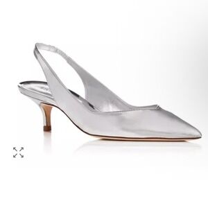 Stuart Weitzman Eva 50 Silver Slingback Pumps 6.5 New $450 Retail